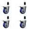 Service Caster 4'' Blue Poly Swivel 1-3/8'' Expanding Stem Caster Set Total Lock Brake, 4PK SCC-EXTTL20S414-PPUB-BLUE-138-4 - alternate 1